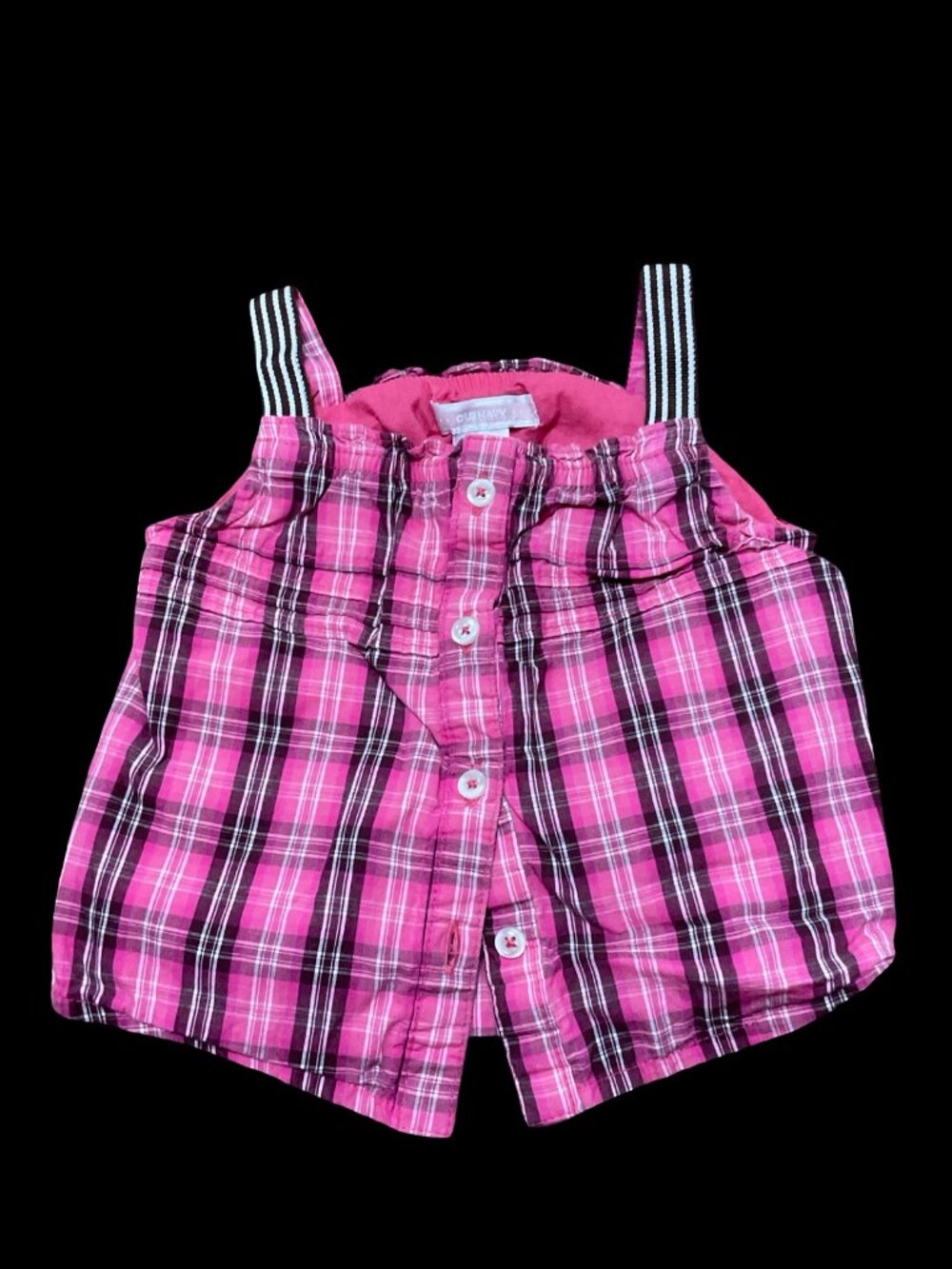 🌻10/$25 - Pink Plaid Tank Top w/ Striped Straps